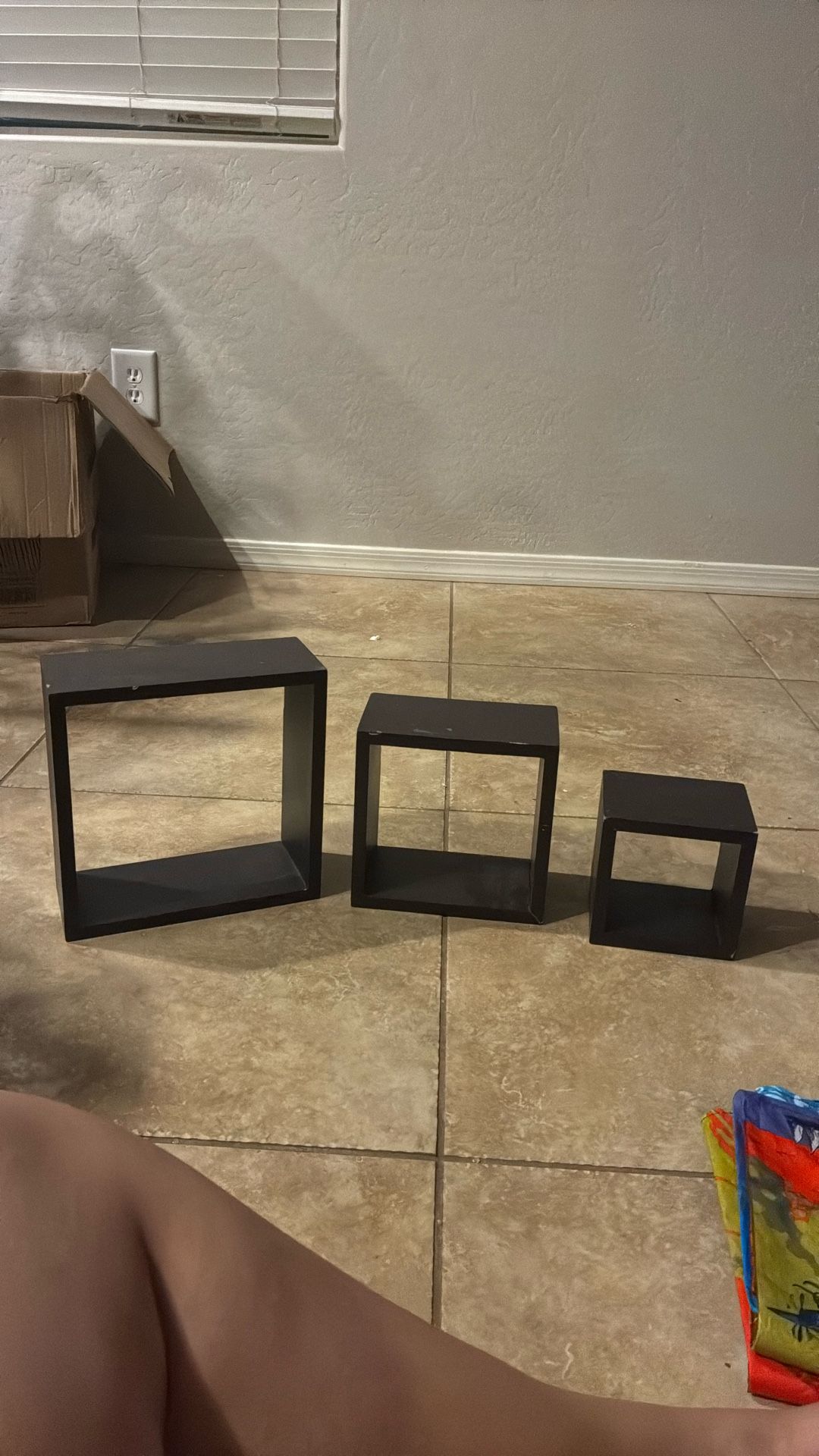 Dark Brown Squared Wall Shelves 3 Pack