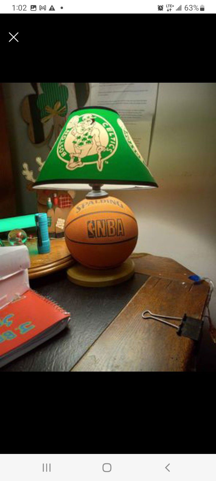 Antique Boston Celtics Lamp