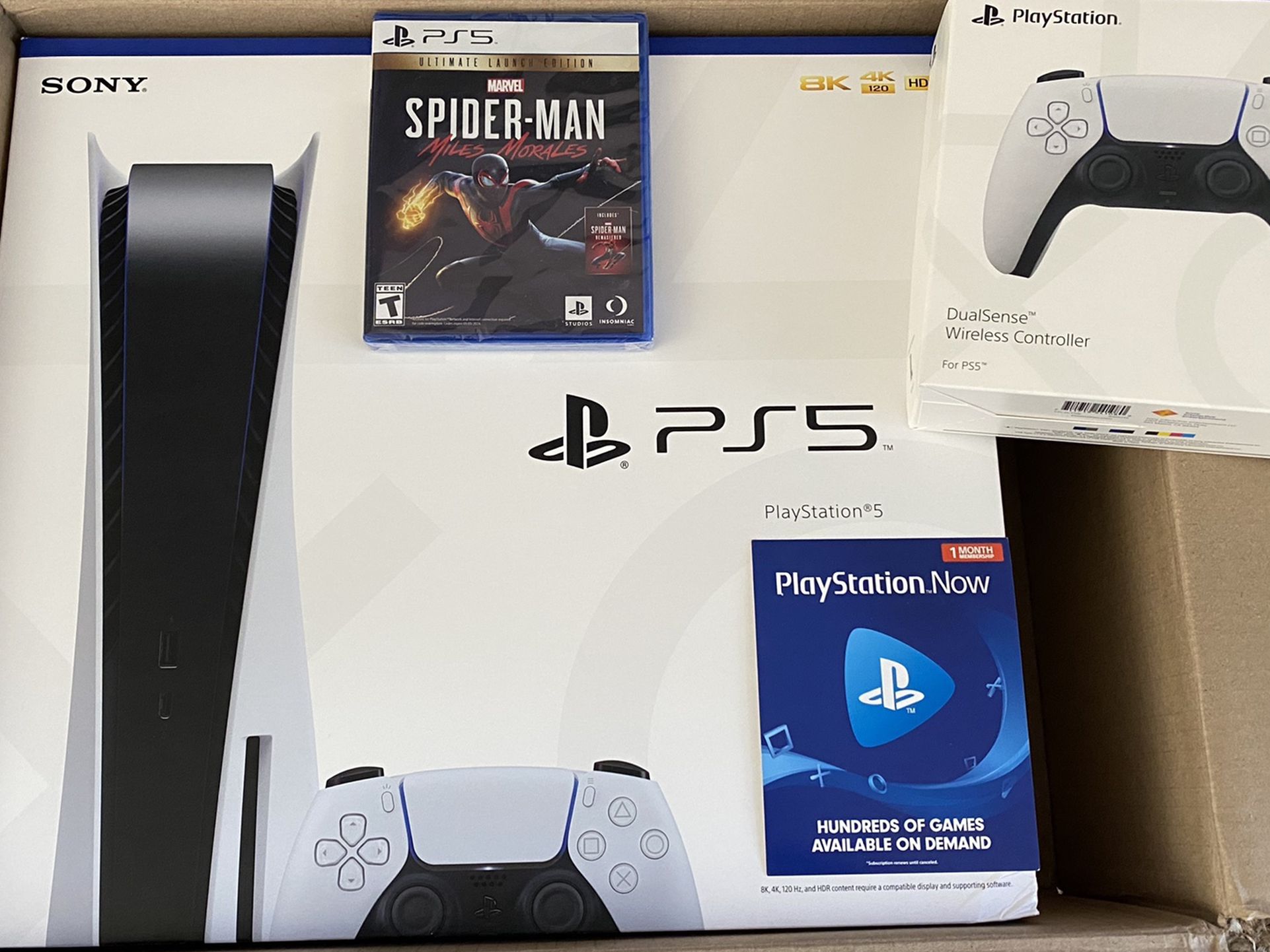 PS5 Playstation 5 Bundle Disc Edition W/ Extra Sauce Controller, Spider Man , PS Now Brand New Sealed