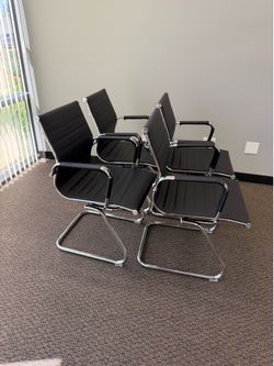 4 Brand New Modern Black Office / Guest Chairs – $400