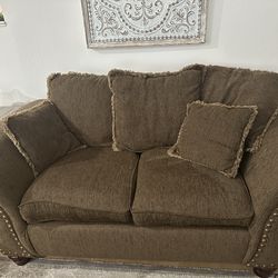 Sofa and loveseat brown/beige and coffee table