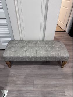 Tufted Upholstered Entryway Bench Gray Script – 50x20x17”