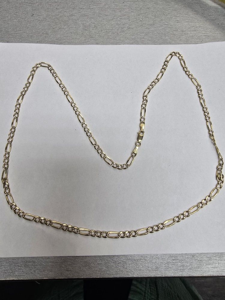14k Gold Diamond Cut Figaro Chain 24"