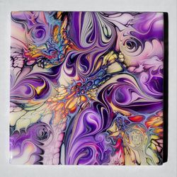 Fluid Art on a 6 inch Tile/Coaster with Cork Bottom