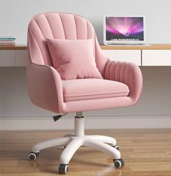 Pink Velvet mid-back Vanity Chair