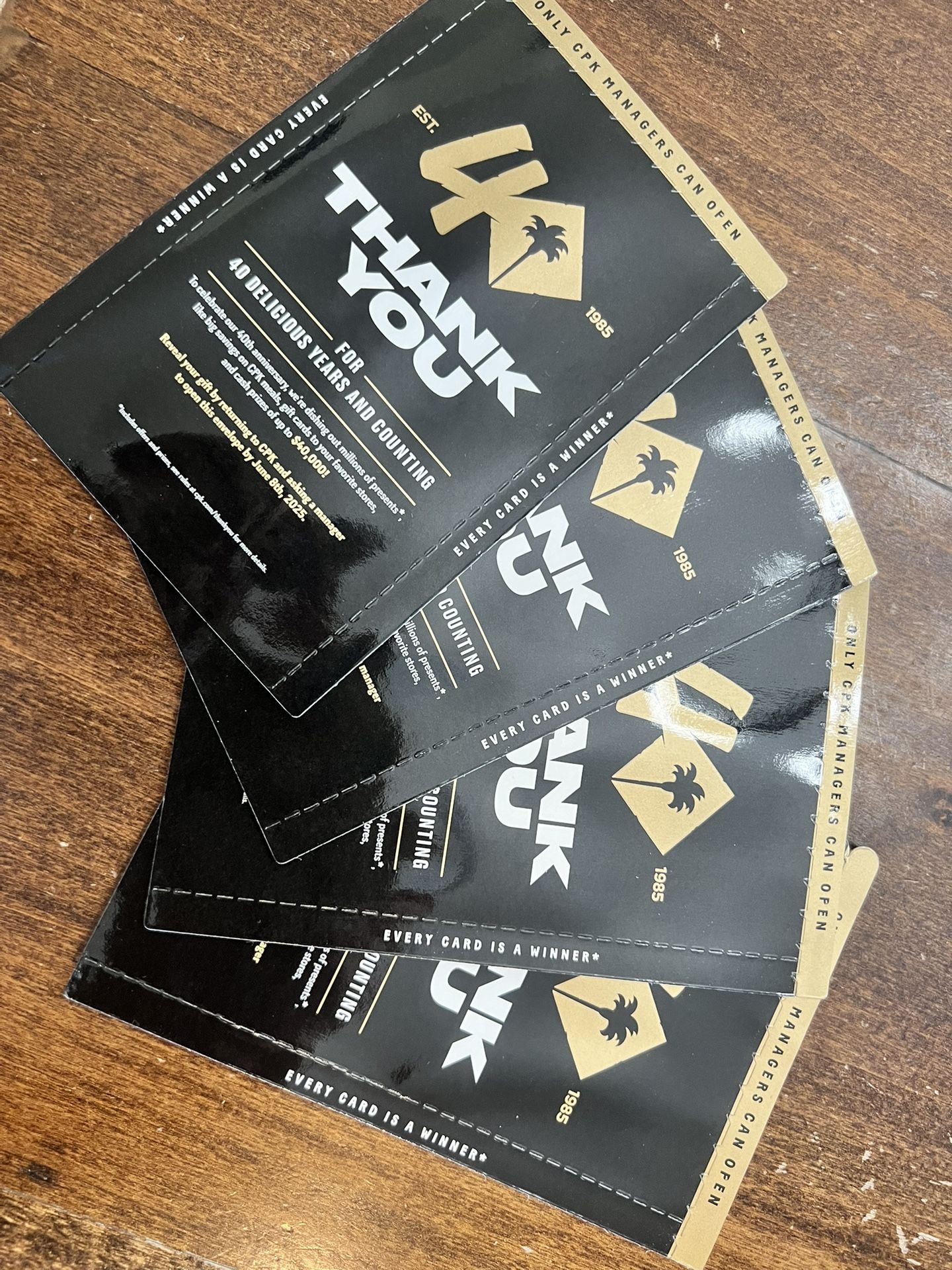 CPK “Thank You” Game Cards
