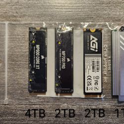 9 TB Lot of PCIe 4.0 NVMe M.2 SSD • 4 TB / 2TB / 2TB / 1TB • Corsair SK Hynix AGI