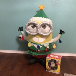 Minions Christmas Inflatable Dave 3.5 Feet Tall By Gemmy