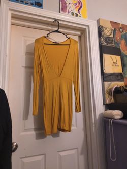 Mustard Yellow Long Sleeve Mini Dress
