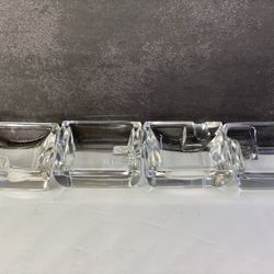 Set of (4) Gorgeous Antique 1930’s Crystal Individual Single Rest ashtrays. Baccarat? Maybe!