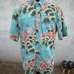 PreOwned Reyn Spooner Hawaiian Print Multicolored Full Button Men's Large