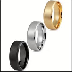 3pcs Stainless Steel Ring Men's Wedding Ring, Cool Simple Ring 8MM Wide Ring
