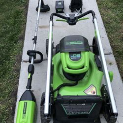 Green Works 60 V Trim & Self Propelled Mower 