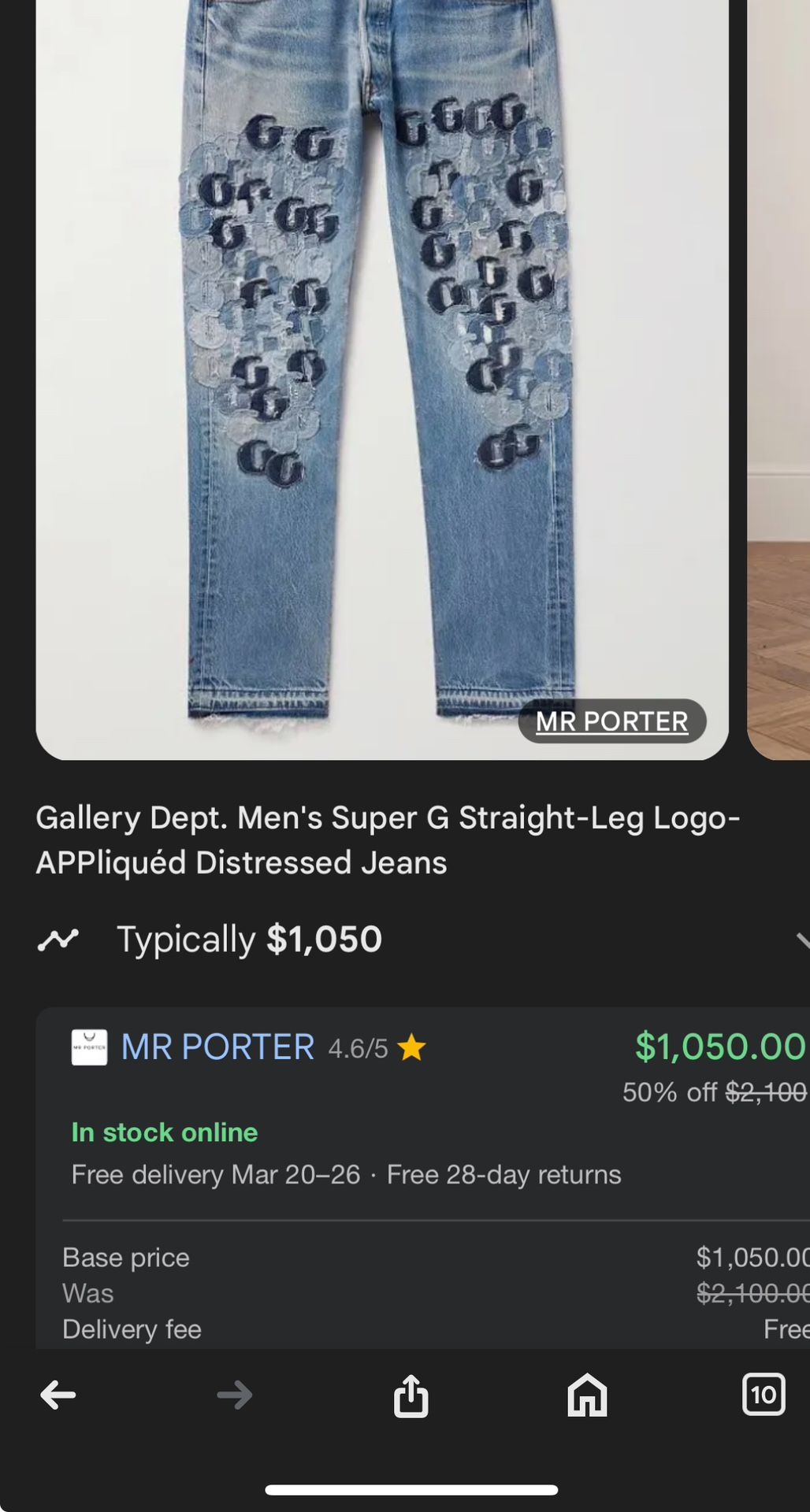 Gallery Dept. Men's Super G Straight-Leg Logo-APPliquéd Distressed Jeans