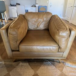 ARTICLE (OBO)- Timber 41" Leather Lounge Chair - Charme Tan
