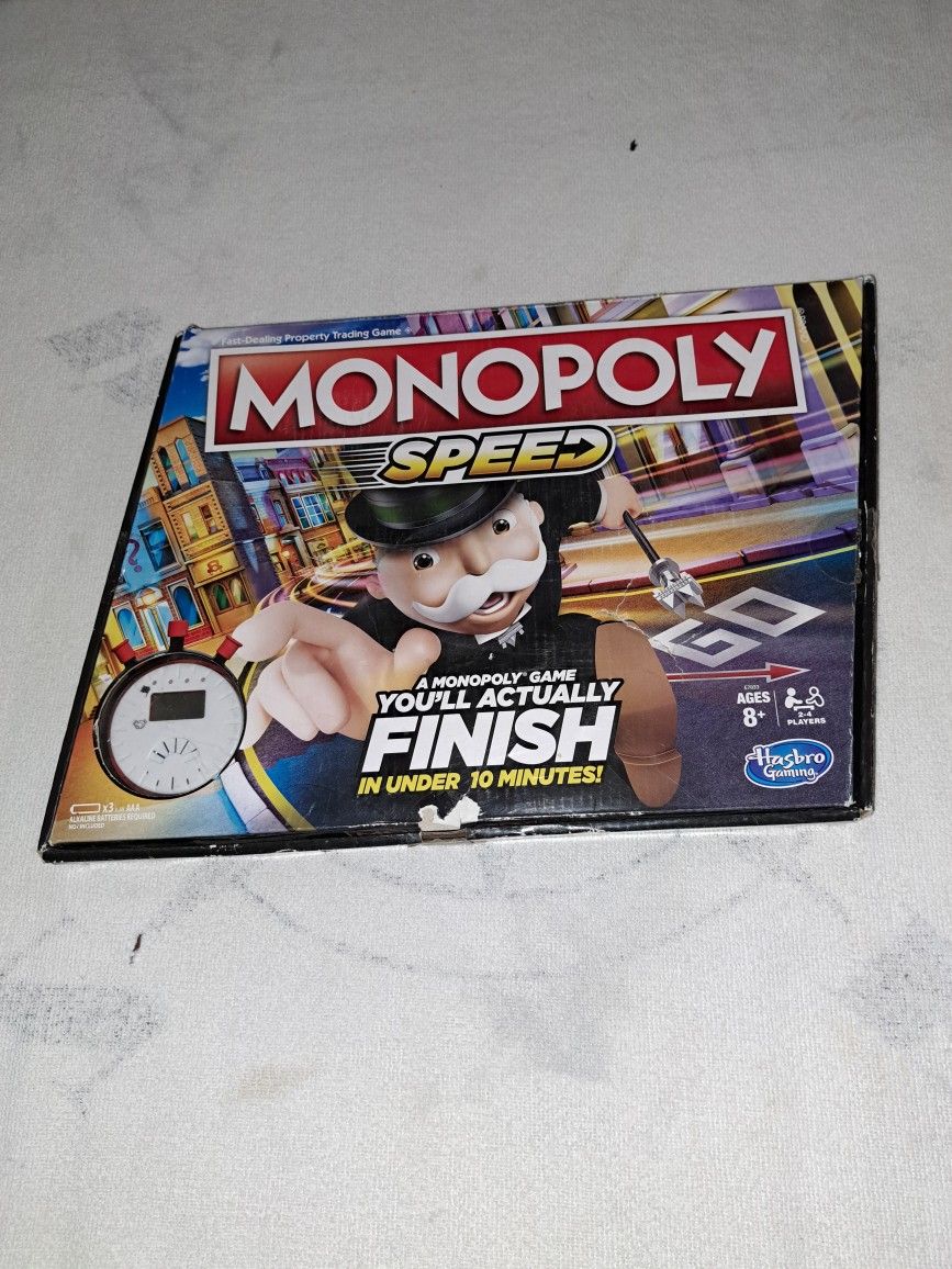 Monopoly Speed Edition Board Game In Excellent Condition (Is Missing 1 Community Chest Card)