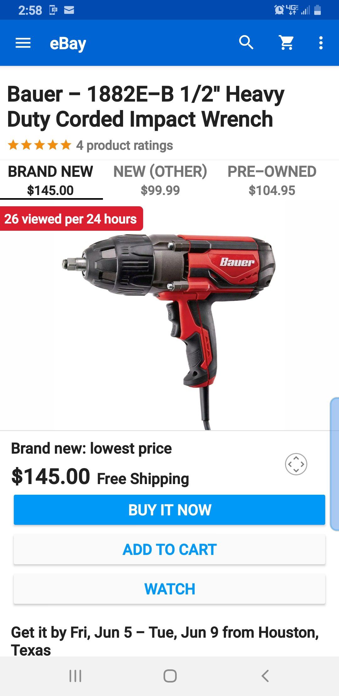 Bauer corded impact wrench