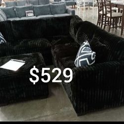 ✅No Tax ✅ Beautiful Corduroy Sectional Sofa With Ottoman 
