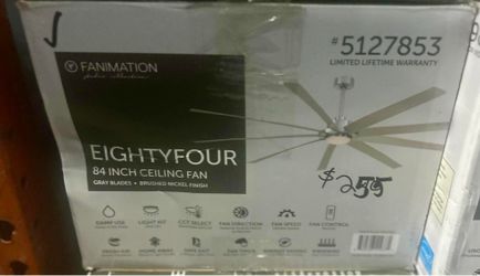 84in Ceiling Fan - Brushed Nickel Finish