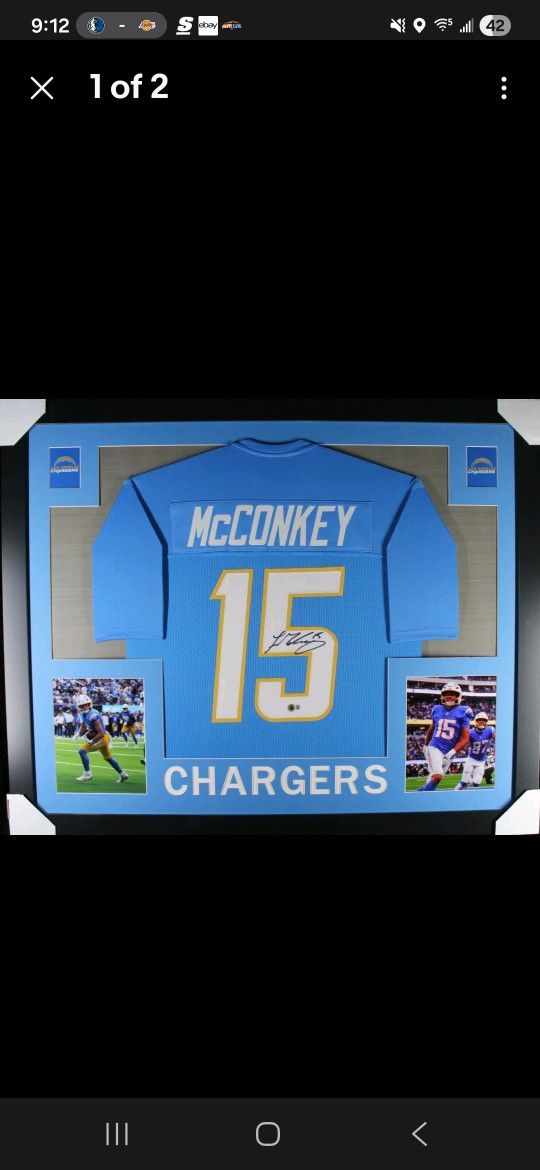Chargers Star Ladd McConkey Autographed Jersey In Frame