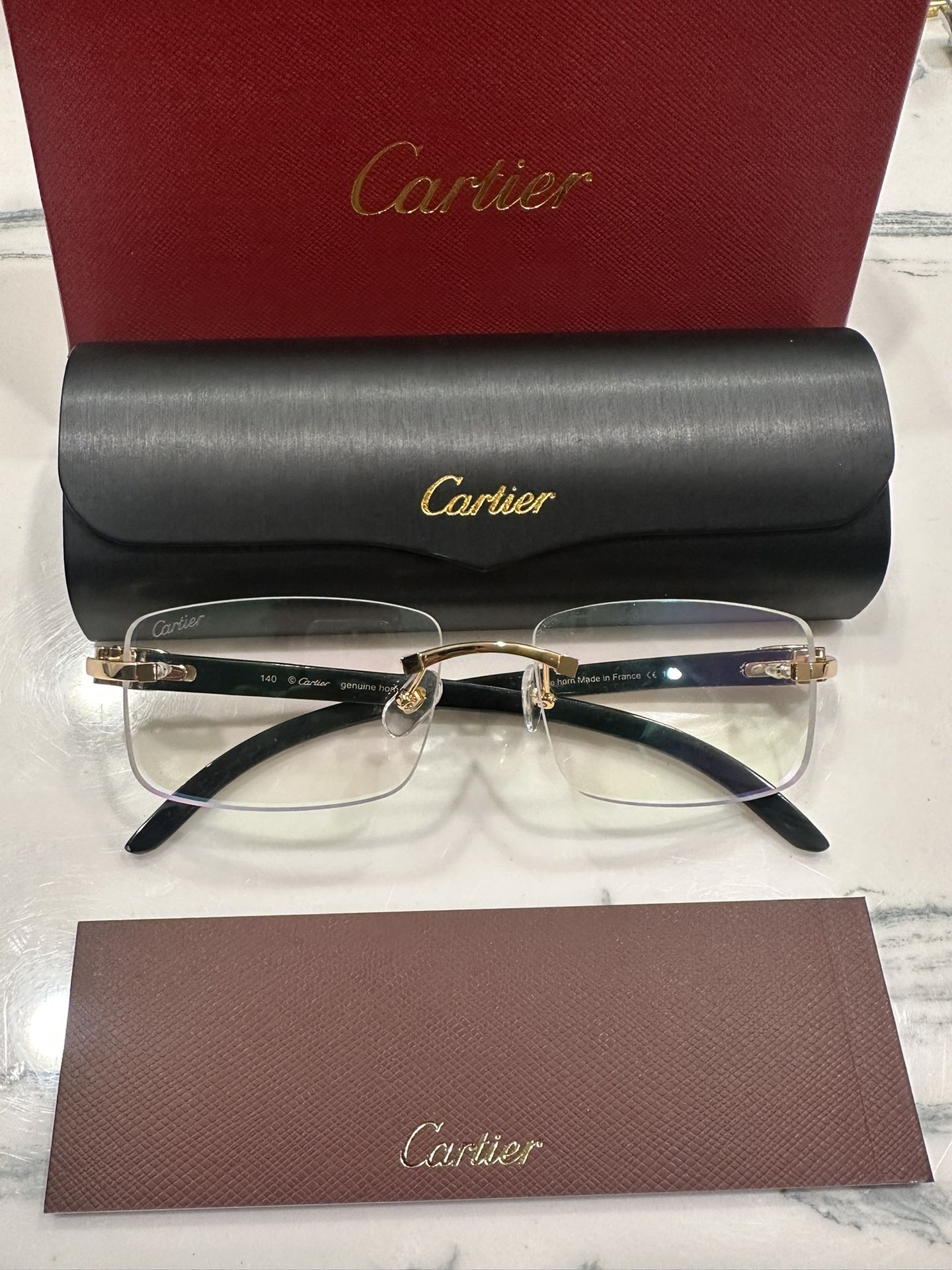 Buff Sunglasses Rimless Lenses Clear Tint Gold