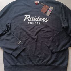 Size 4XL Las Vegas Raiders Men's Mitchell And Ness Throwback Crew Neck Sweater Black