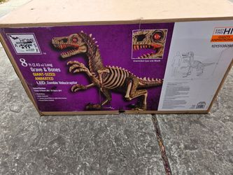 8ft Animated LED Zombie Velociraptor Halloween Decoration