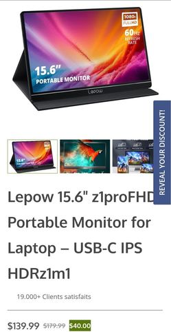 Lepow 15.6″ z1proFHD Portable Monitor for Laptop – USB-C IPS HDRz1m1