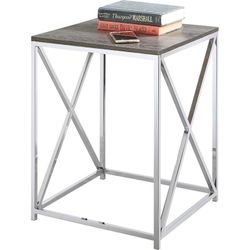 New in Box Weathered Gray/Chrome End Table/Side Table/Nightstand