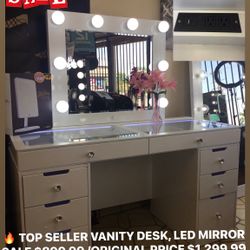 LED VANITY DESK WITH LED MIRROR (SALE $899.99)