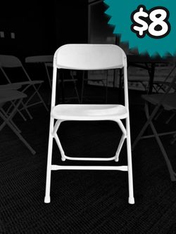 Brand New Commercial Grade White Folding Plastic Chair $8 each sold by the box 800 LBS