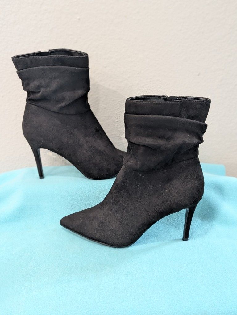 Mark Fisher Textile Suede Black Women's High Heel Boots Size 9