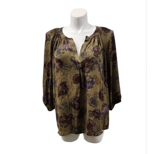 Lucy & Laurel Size 2X Floral Women's Top - Brown and Purple