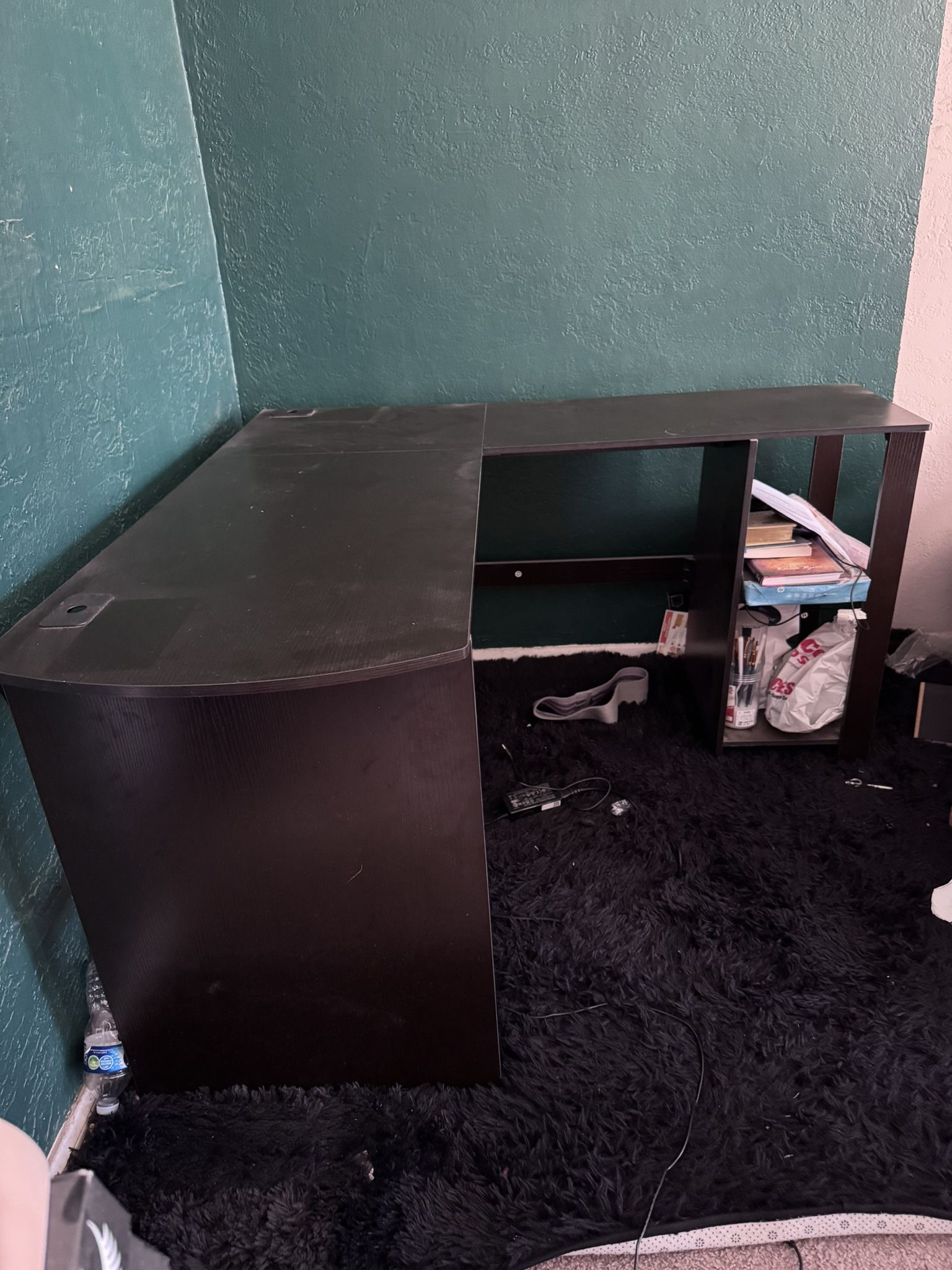 L Shaped Brown Desk.