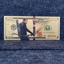 Hawkeyes Bow Marvel Super Hero 24k Gold plated $100 Note 
