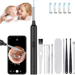 Ear Wax Removal, 1296P FHD Wireless Ear Otoscope, Earwax Vacuum Removal Tool, Attached Silicone Reusable Sleeping Earplugs, Low LED Temperature, Ear C