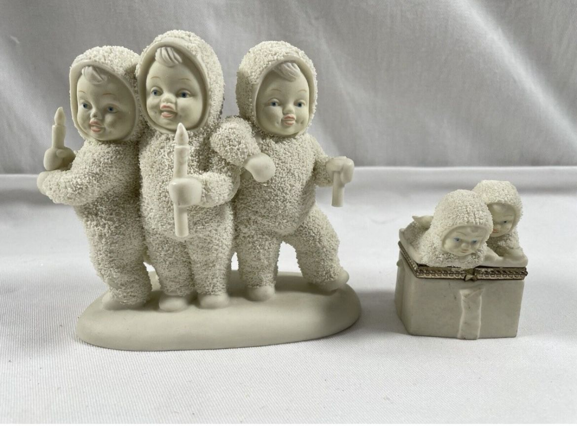 Dept 56 Snowbabies "A Little Night Light" & "Surprise" trinket box Retired