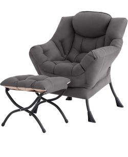 Tiita Modern Large Accent Chair with Ottoman, Comfy Leisure Sofa Armchair with Footrest, Reading Chair for Bedroom, Living Room, Dorm Rooms, Garden Da