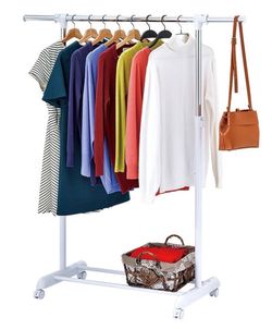 Rolling Clothes Rack with Chrome Rail