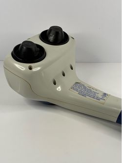 Dr. Scholl's DR7590 Handheld Corded Vibrating Massager 2 Heads 120V White/Blue