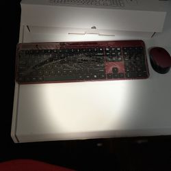 Keyboard Wireless Mouse Wine Red