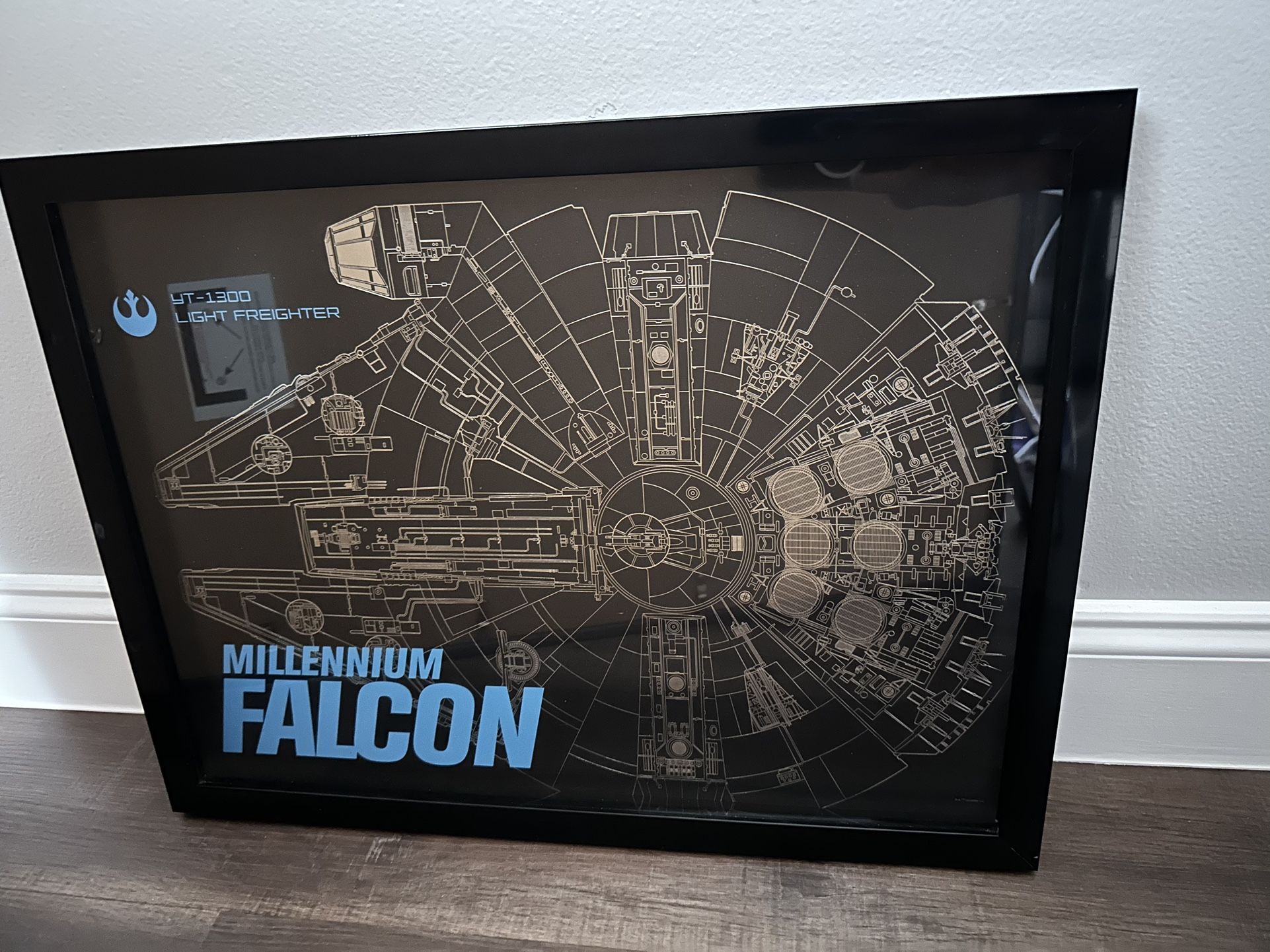 Star Wars Millennium Falcon Shadow Box 24” X 18”