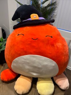 Squishmallow 20 Inch Halloween Plush Toy the Octopus Witch Orange Decor