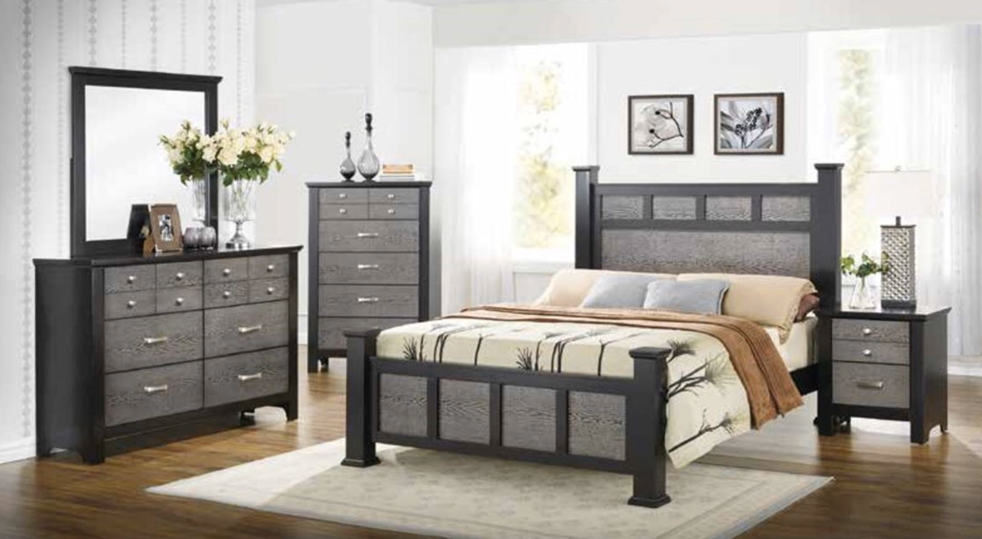 Brand New Gray/Black Bedroom Set!