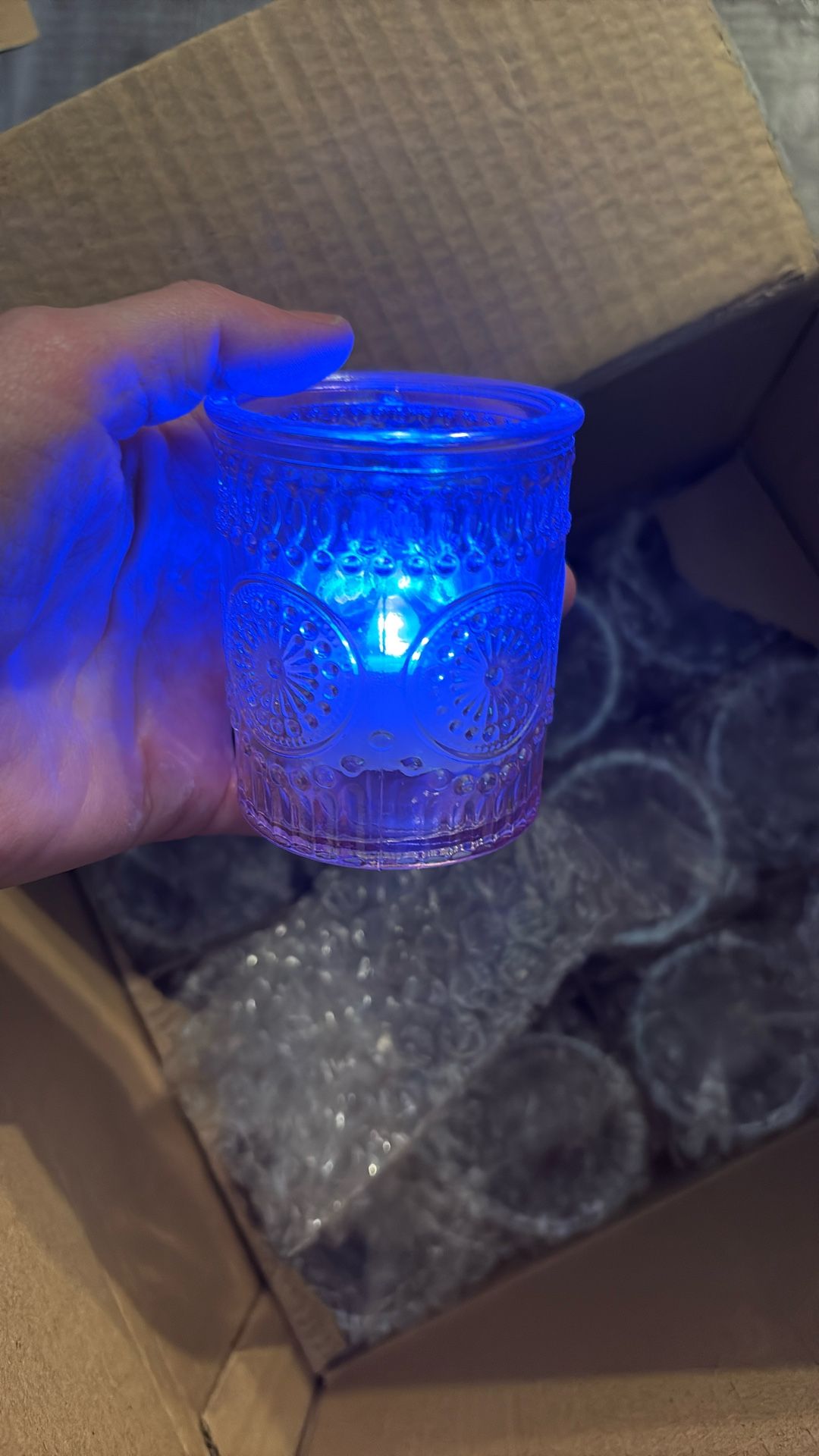 Pink Candle Holder With LED Candles Included