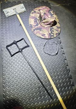 Garden Tool Lot with Camo Sun Hat