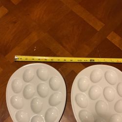 Two Ceramic Egg Trays 