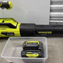 Ryobi brushless leaf blower with 2 40v 4ah batteries