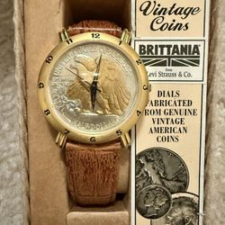 Vintage Coin Watch – Britannia by Levi Strauss & Co – Genuine US Coin Dial – In Box