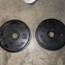2 33lb weider international iron plates